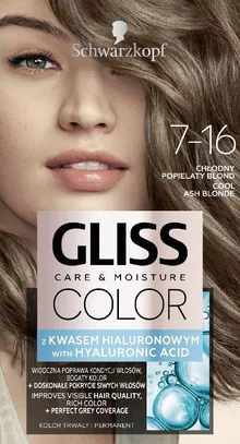 Schwarzkopf, Gliss Color, krem koloryzujący, nr 7-16, chłodny popielaty blond
