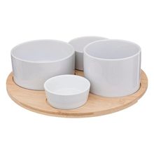 Secret de Gourmet, zestaw do przekąsek z 5 miseczkami na bambusowej tacy