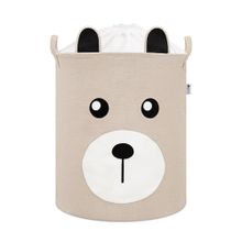 Sipo, kosz na zabawki XL, bawełniany, wodoodporny, zamykany na ściągacz, Beżowy miś