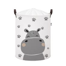 Sipo, kosz na zabawki XL, bawełniany, wodoodporny, zamykany na ściągacz, Hippo