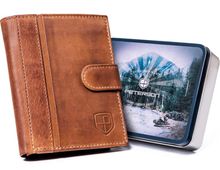 Skórzany, zapinany portfel męski na karty, Peterson