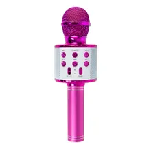 Smiki, mikrofon bluetooth z głośnikiem, różowy metaliczny