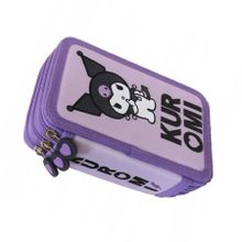 St.Majewski, Kuromi, piórnik rozkładany, potrójny, z wyposażeniem, Violet