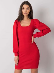 Sukienka damska, prążkowana, czerwona, Rue Paris