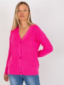 Sweter damski, rozpinany, różowy, Rue Paris
