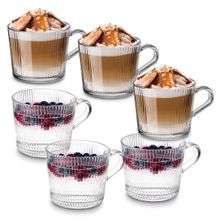 Tadar, Sue, komplet szklanych kubków, w paski, 450 ml, 6 szt.