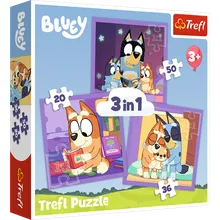 Trefl, Bluey, Poznaj Bluey, puzzle 3w1