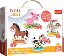 Trefl, Bobaski i Miś, Baby Classic, puzzle 4w1