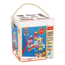 Trefl, Psi Patrol, klocki drewniane, cyferki, 54 elementy