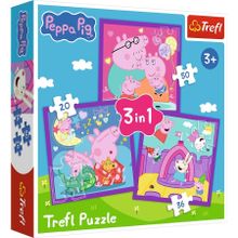 Trefl, Świnka Peppa, Zwyczaje świnki Peppy, puzzle 3w1