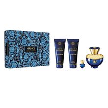 Versace, Dylan Blue Pour Femme, zestaw, woda perfumowana spray, 100 ml + żel pod prysznic, 100 ml + balsam do ciała, 100 ml + miniatura wody perfumowanej, 5 ml