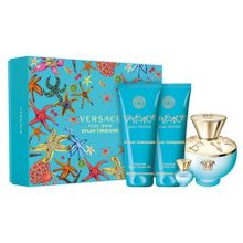 Versace, Dylan Turquoise Pour Femme, zestaw, woda toaletowa, spray, 100 ml + woda toaletowa, spray, 5 ml + żel pod prysznic, 100 ml + żel do ciała, 100 ml