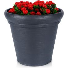 Vilde, doniczka ogrodowa plastikowa, okrągła, czarna, 38-34 cm