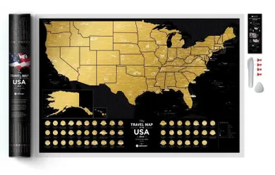 1dea.me, Mapa zdrapka USA Travel Map, Black USA