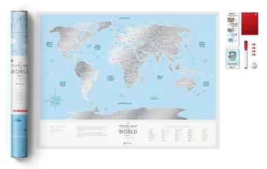1dea.me, Travel Map, Silver world, Świat, mapa zdrapka