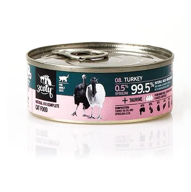 3coty, indyk ze spiruliną, karma mokra dla dorosłych kotów, 80g