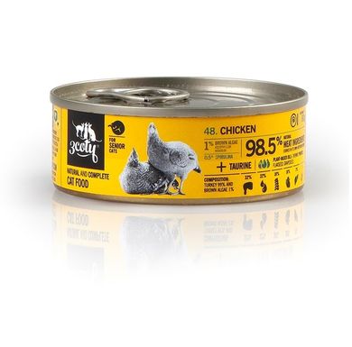 3coty, kurczak ze spiruliną, karma mokra dla straszych kotów, 80g