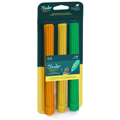 3Doodler, Start, Eko filament, 3 kolory, Tangerine Tang/ Lemon Zest/Spring Green, 2.5 mm, 75 sztuk