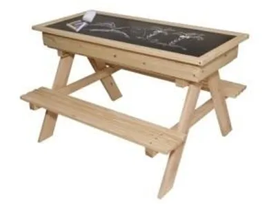 3TOYMS, zestaw ogrodowy, stolik + 2 ławeczki, drewniany