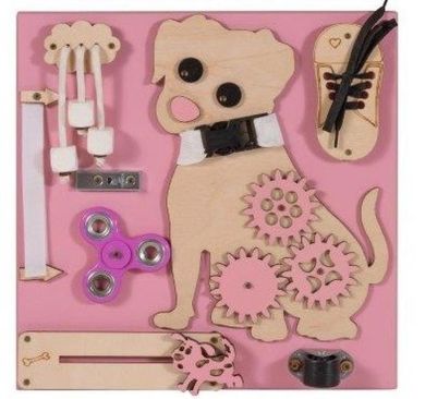 3toysm, tablica manipulacyjna, Pies Hugo, różowa