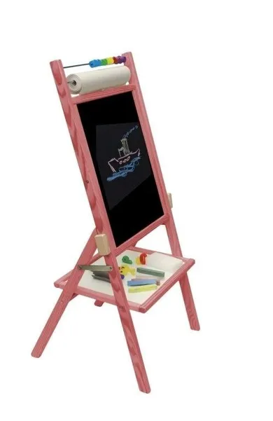 3toysm, tablica obrotowa, kredowa z rolką papieru, różowa