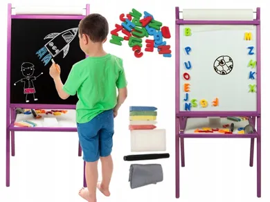 3toysm, tablica z rolką papieru, dwustronna, jasnofioletowa