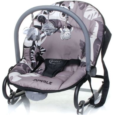 4Baby, Jungle, leżaczek niemowlęcy z pałąkiem, szary