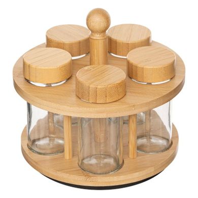 5five Simply Smart, Cozy, obrotowy pojemnik na przyprawy, 4 szklane słoiczki