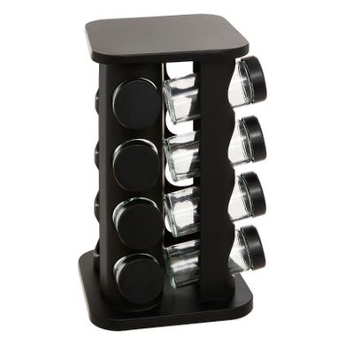 5five Simply Smart, Rota, organizer na przyprawy ze szklanymi słoikami, metalowy, 16 szt.