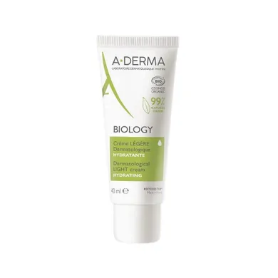 A-Derma, Biology Hydrating Dermatological Light Cream, lekki nawilżający krem do twarzy, 40 ml