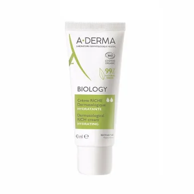 A-Derma, Biology Hydrating Dermatological Rich Cream, nawilżający krem do twarzy, 40 ml