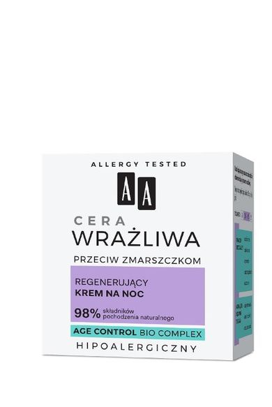 AA, cera wrażliwa, przeciw zmarszczkom, krem regenerujący na noc, 50 ml