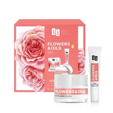 AA, Flowers & Oils, Efekt Liftingu 65+, zestaw prezentowy