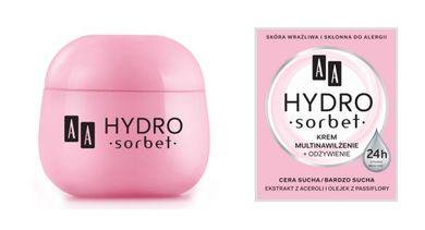 AA, Hydro Sorbet, krem multinawilżający dla cery suchej i bardzo suchej, 50 ml