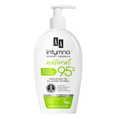 AA, Intymna, Natural 95, nawilżający żel do higieny intymnej, 300 ml