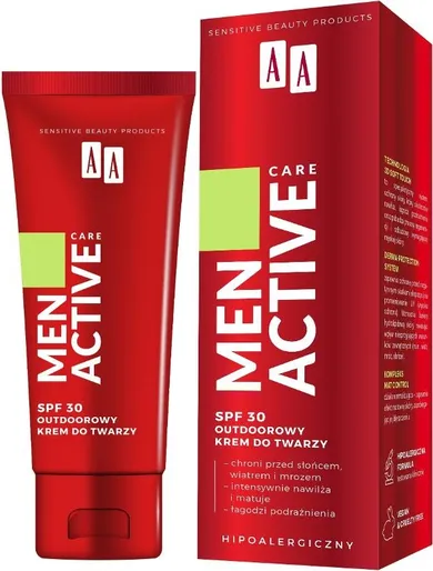 AA, Men Active Care, outdoorowy krem do twarzy SPF30, 50 ml