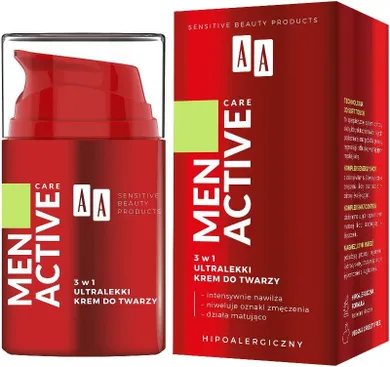 AA, Men Active Care, ultralekki krem do twarzy 3w1, 50 ml