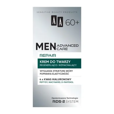 AA, Men Advanced Care Repair 60+, krem do twarzy regenerująco-wzmacniający, 50 ml