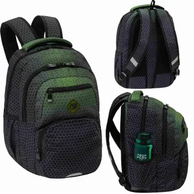 Abag, plecak szkolny, 3-komorowy, hexagon green ombre
