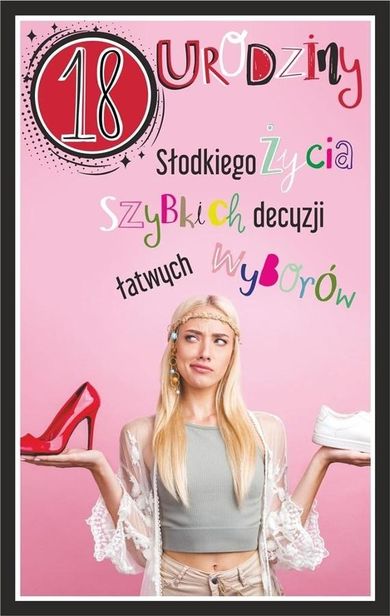 AbCard, kartka okolicznościowa, Urodziny 18 dziewczyna