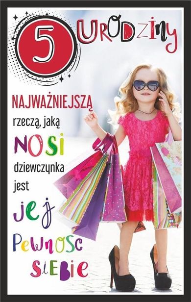 AbCard, kartka okolicznościowa, Urodziny 5 dziewczynka