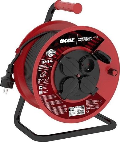 Acar, przedłużacz zwijany, PZ-4Z/STM, H05RR-F 3G2.5, 20m