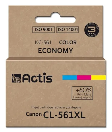 Actis, tusz do drukarki, KC-561, zamiennik Canon CL-561XL, Supreme, 18 ml, czerwony, niebieski, żółty