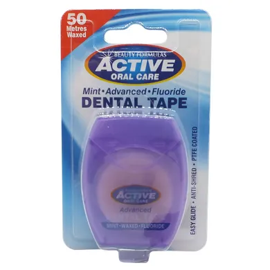Active Oral Care, Dental Tape, taśma, miętowa, woskowana z fluorem, 50 metrów