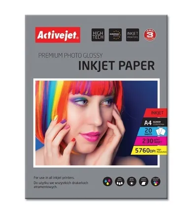 ActiveJet, papier fotograficzny, błysk, A4, 20 szt.