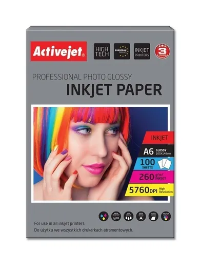 ActiveJet, papier fotograficzny, błysk, A6, 100 szt.