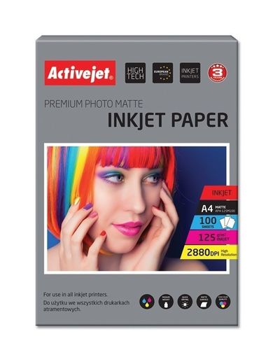 ActiveJet, papier fotograficzny, matowy, A4, 100 szt.