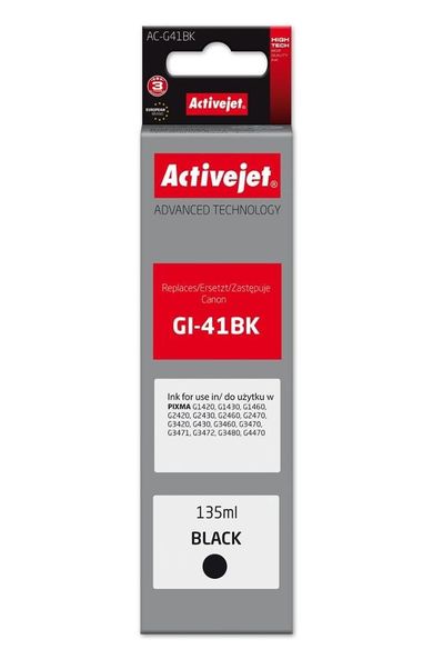 Activejet, tusz do drukarki, zamiennik Canon GI-41BK 4528C001, Supreme, 135 ml, czarny, AC-G41Bk