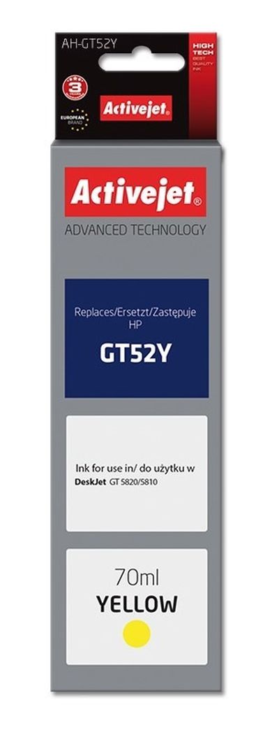 Activejet, tusz do drukarki, zamiennik HP GT52Y M0H56AE, Supreme, 70 ml, żółty, AH-GT52Y