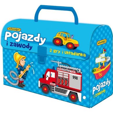 Adamigo, Kuferek Pojazdy i zawody, zestaw 2 gier z układanką
